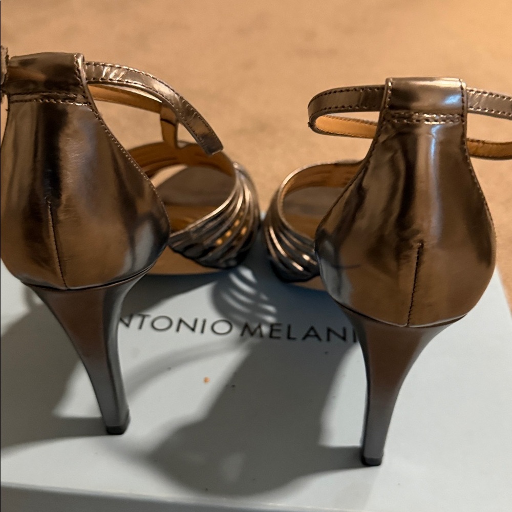 ANTONIO MELANI Women's Silver Strappy Heels - Picture 4 of 5